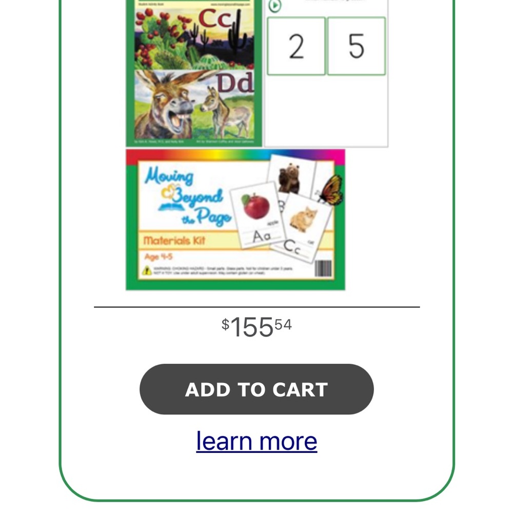 Moving beyond the page-Age 4-5 complete curriculum with materials kit.